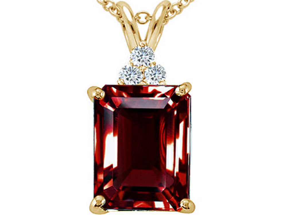 Tommaso Design™ Emerald Cut 10x8 mm Genuine Garnet Pendant Necklace