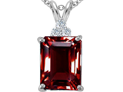 Tommaso Design™ Emerald Cut 10x8 mm Genuine Garnet Pendant Necklace