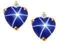Tommaso Design™ Heart Shape Created Star Sapphire and Genuine Diamonds Earrings Studs