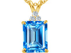 Tommaso Design™ Emerald Cut 10x8mm Genuine Blue Topaz Pendant Necklace