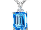 Tommaso Design™ Emerald Cut 10x8mm Genuine Blue Topaz Pendant Necklace