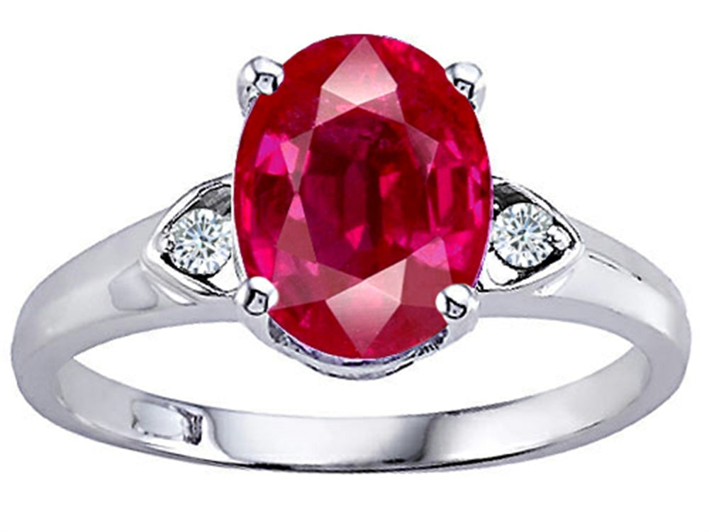 Tommaso Design Oval 9x7mm Created Ruby Ring
