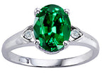 Tommaso Design Oval 9x7mm Simulated Emerald And Ring