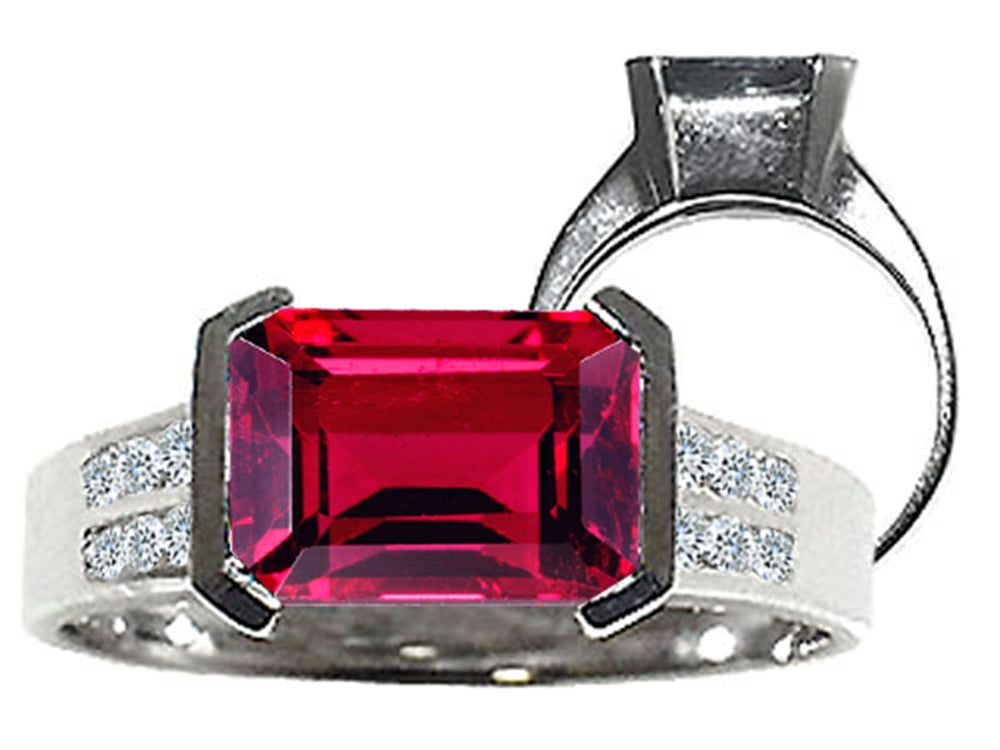 Tommaso Design Octagon Cut 9x7mm Created Ruby Ring