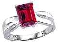 Tommaso Design Emerald Cut Created Ruby Solitaire Ring