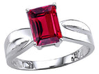 Tommaso Design Emerald Cut Created Ruby Solitaire Ring