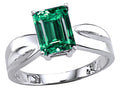 Tommaso Design Emerald Cut 8x6mm Simulated Emerald Solitaire Ring