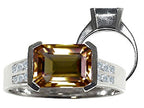 Tommaso Design Octagon Cut 9x7mm Genuine Smoky Quartz Ring