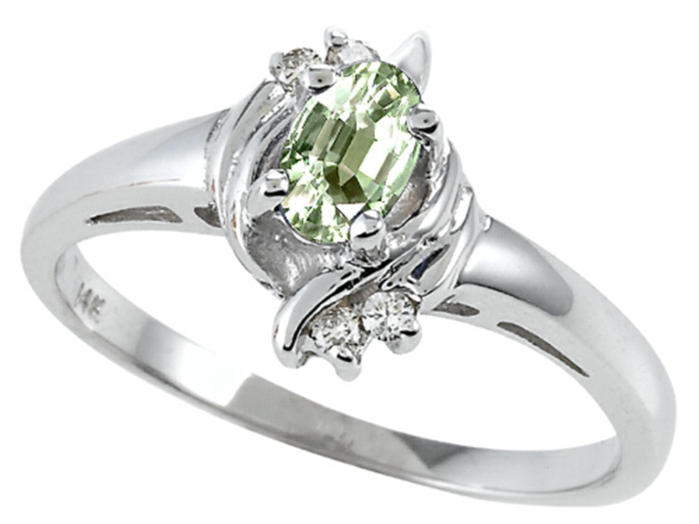 Tommaso Design Oval 5x3 mm Green Amethyst Ring