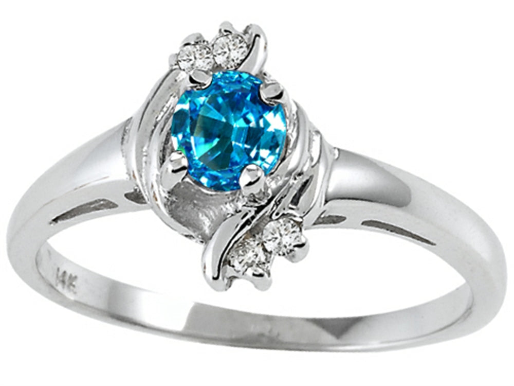 Tommaso Design Round 4mm Genuine Blue Topaz Ring