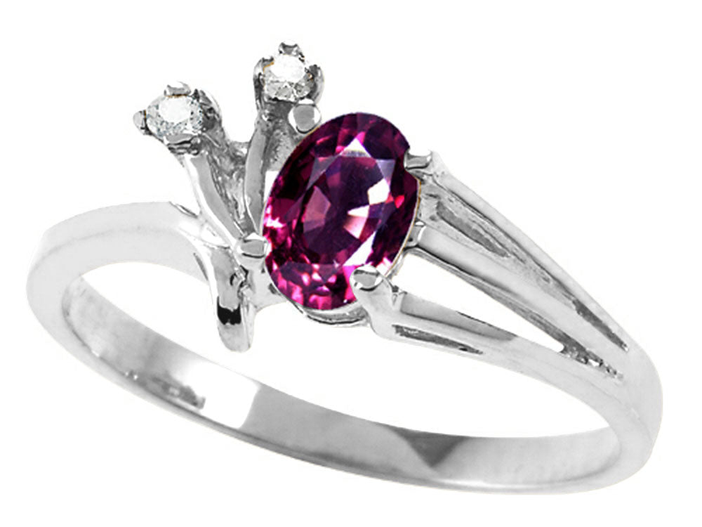 Tommaso Design Oval 6x4mm Genuine Rhodolite Ring