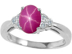 Tommaso Design Oval 8x6mm Created Star Ruby Ring
