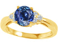 Tommaso Design Round 6mm Created Blue Sapphire Engagement Ring