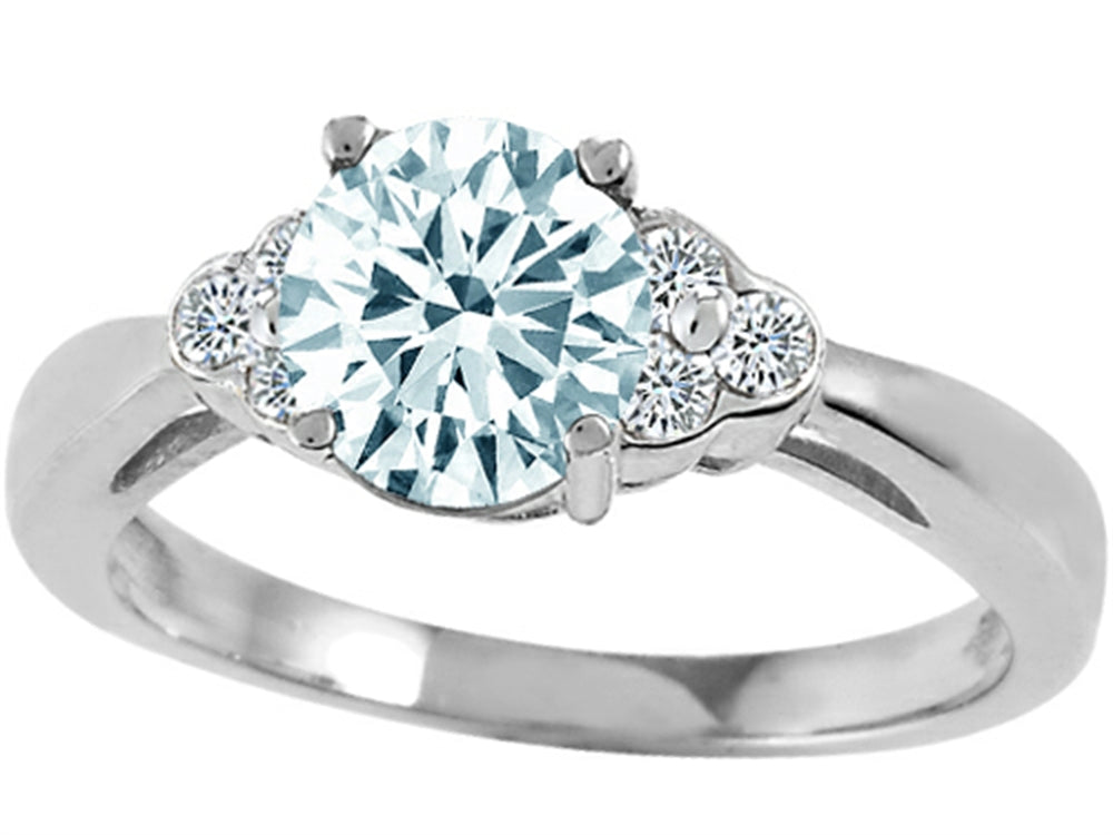 Tommaso Design Genuine Aquamarine Engagement Ring