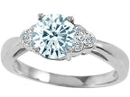 Tommaso Design Genuine Aquamarine Engagement Ring