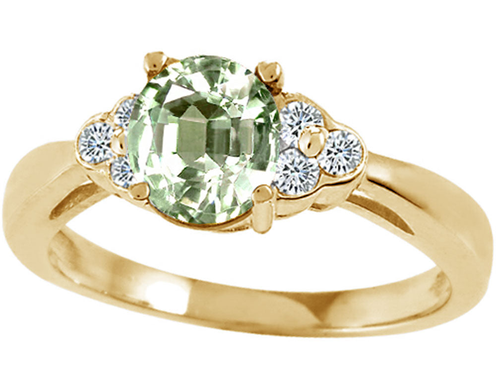 Tommaso Design Round 6 mm Green Amethyst Engagement Ring