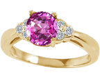 Tommaso Design Round 6 mm Created Pink Sapphire Engagement Ring