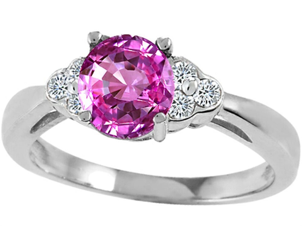 Tommaso Design Round 6 mm Created Pink Sapphire Engagement Ring