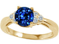 Tommaso Design Round 6mm Created Blue Sapphire Engagement Ring