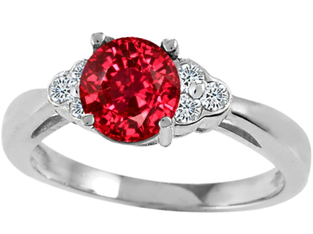 Tommaso Design Round 6mm Created Ruby Engagement Ring