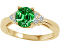 Tommaso Design Round 6mm Simulated Emerald And Engagement Ring