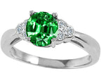 Tommaso Design Round 6mm Simulated Emerald And Engagement Ring