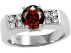 Tommaso Design Round Genuine Garnet Ring
