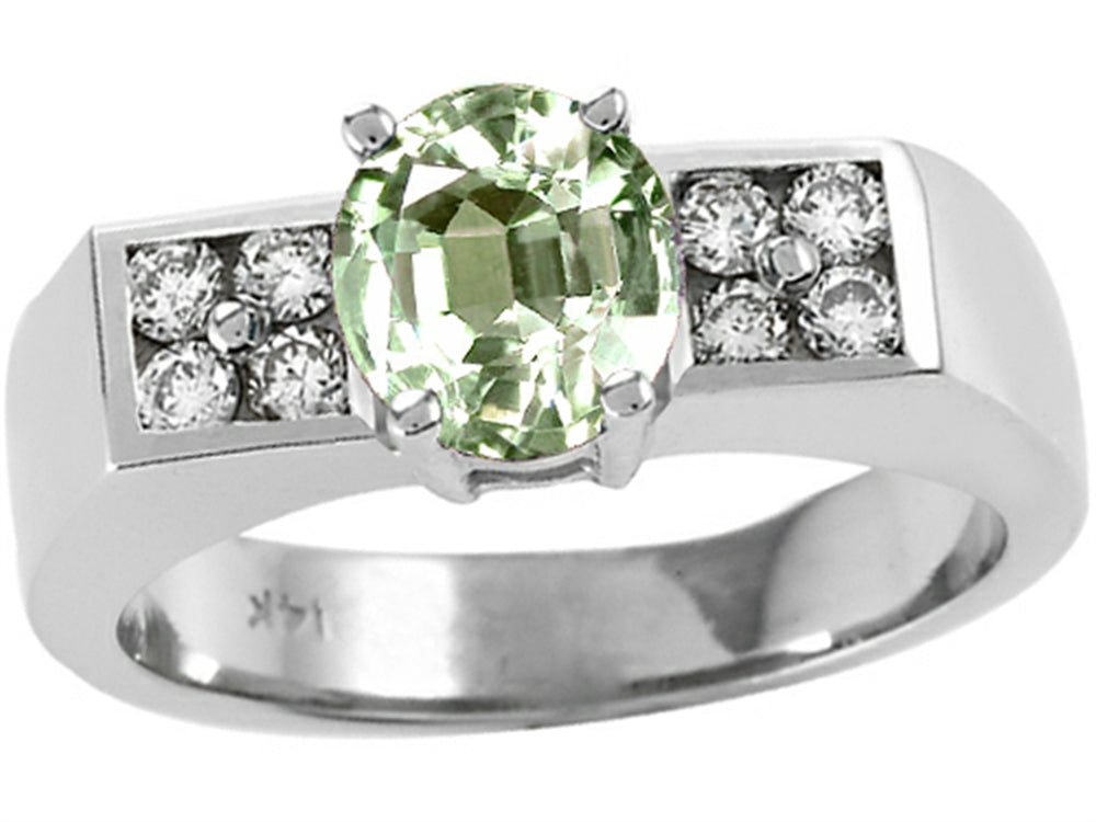 Tommaso Design 7mm Round Green Amethyst Ring