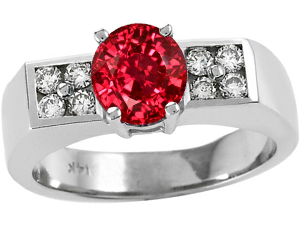 Tommaso Design 7mm Round Created Ruby Ring