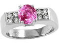 Tommaso Design 7mm Round Created Pink Sapphire Ring