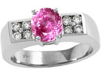 Tommaso Design 7mm Round Created Pink Sapphire Ring