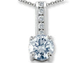 Finejewelers Genuine Aquamarine And Genuine Cubic Zirconia Pendant Necklace