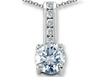 Finejewelers Genuine Aquamarine And Genuine Cubic Zirconia Pendant Necklace