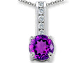 Star K™ Round 7mm Simulated Amethyst Pendant Necklace