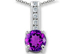 Star K™ Round 7mm Simulated Amethyst Pendant Necklace
