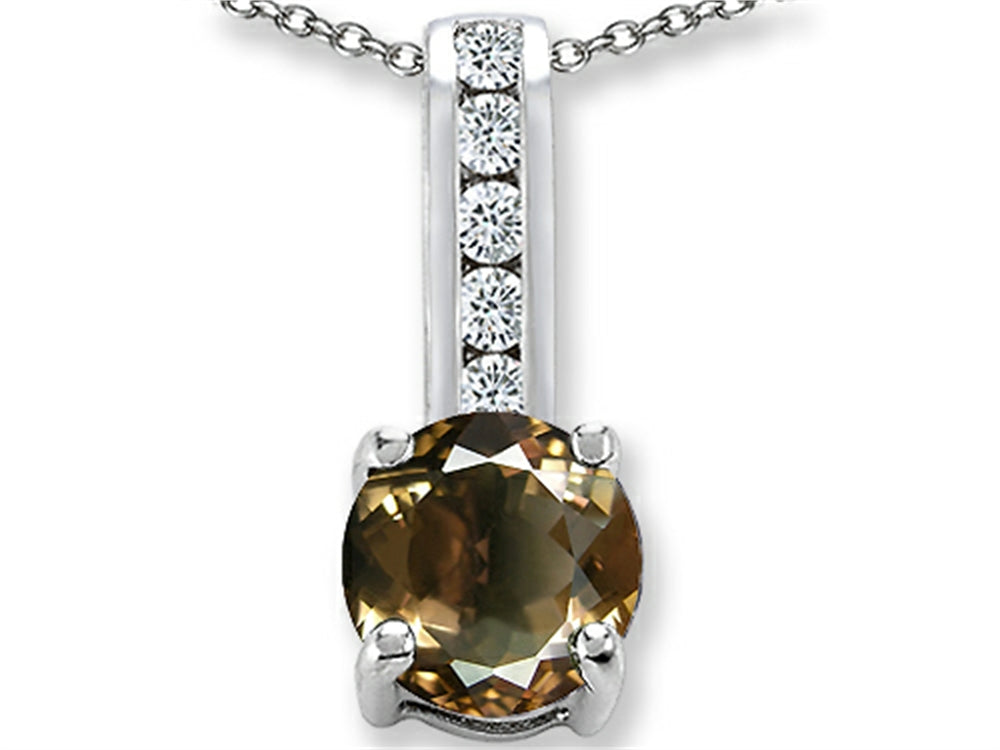 Finejewelers Genuine Smoky Quartz And Genuine Cubic Zirconia Pendant Necklace