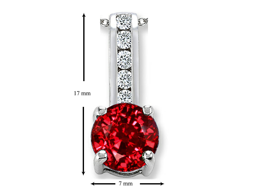 Star K™ Round 7mm Created Ruby Pendant Necklace