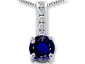 Finejewelers Created Dark Sapphire And Cubic Zirconia Pendant Necklace