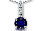 Finejewelers Created Dark Sapphire And Cubic Zirconia Pendant Necklace