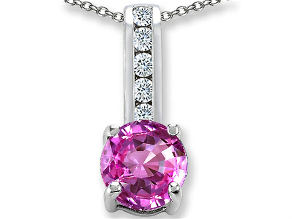 Finejewelers Simulated Pink Topaz And Genuine Cubic Zirconia Pendant Necklace