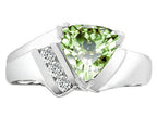 Tommaso Design 7mm Trillion Cut Green Amethyst Ring