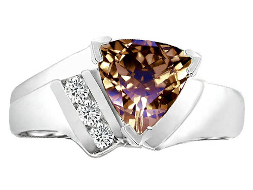 Tommaso Design 7mm Trillion Cut Genuine Smoky Quartz Ring