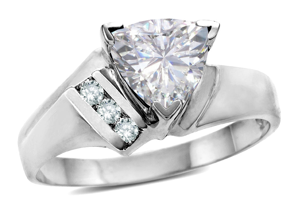 Star K  White Topaz Trillion Triangle Contemporary Designer Ring 7 x 7mm