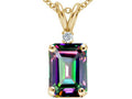 Tommaso Design™ Emerald Cut Rainbow Mystic Topaz Pendant Necklace
