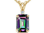 Tommaso Design™ Emerald Cut Rainbow Mystic Topaz Pendant Necklace