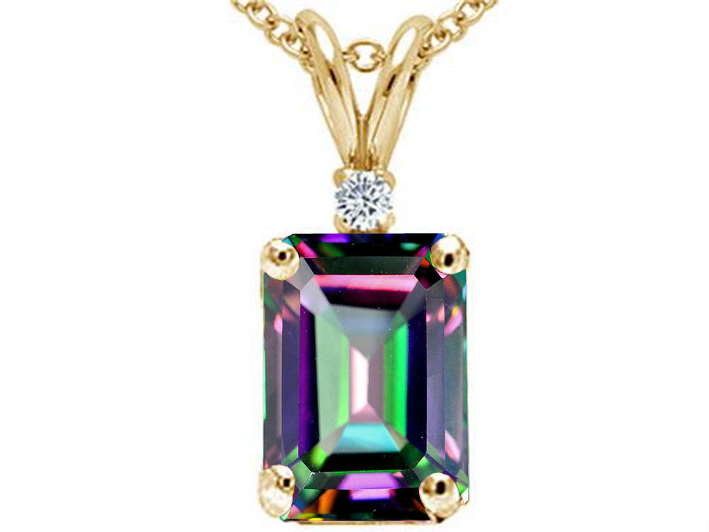 Tommaso Design™ Emerald Cut Rainbow Mystic Topaz Pendant Necklace