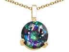 Tommaso Design™ 7mm Round Rainbow Mystic Topaz Pendant Necklace
