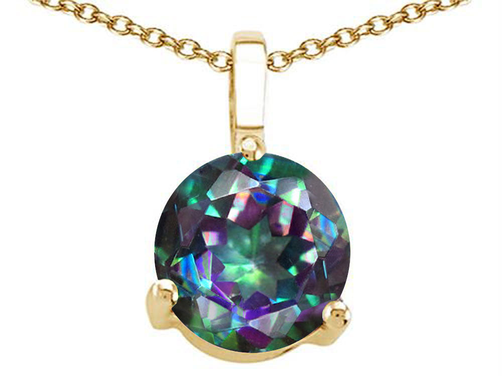 Tommaso Design™ 7mm Round Rainbow Mystic Topaz Pendant Necklace