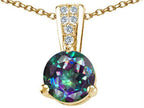 Tommaso Design™ Round 7mm Rainbow Mystic Topaz Pendant Necklace