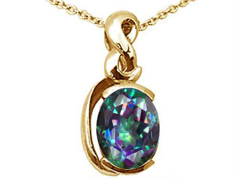 Tommaso Design™ Oval 9x7mm Rainbow Mystic Topaz Pendant Necklace